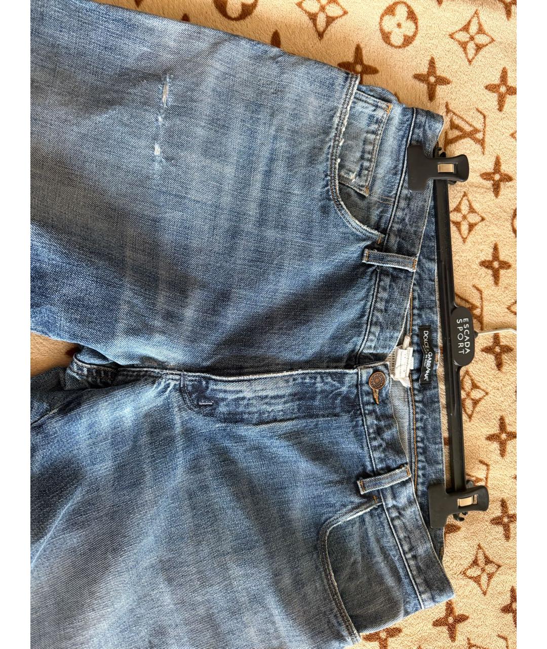 DOLCE&GABBANA Синие хлопковые прямые джинсы, фото 3