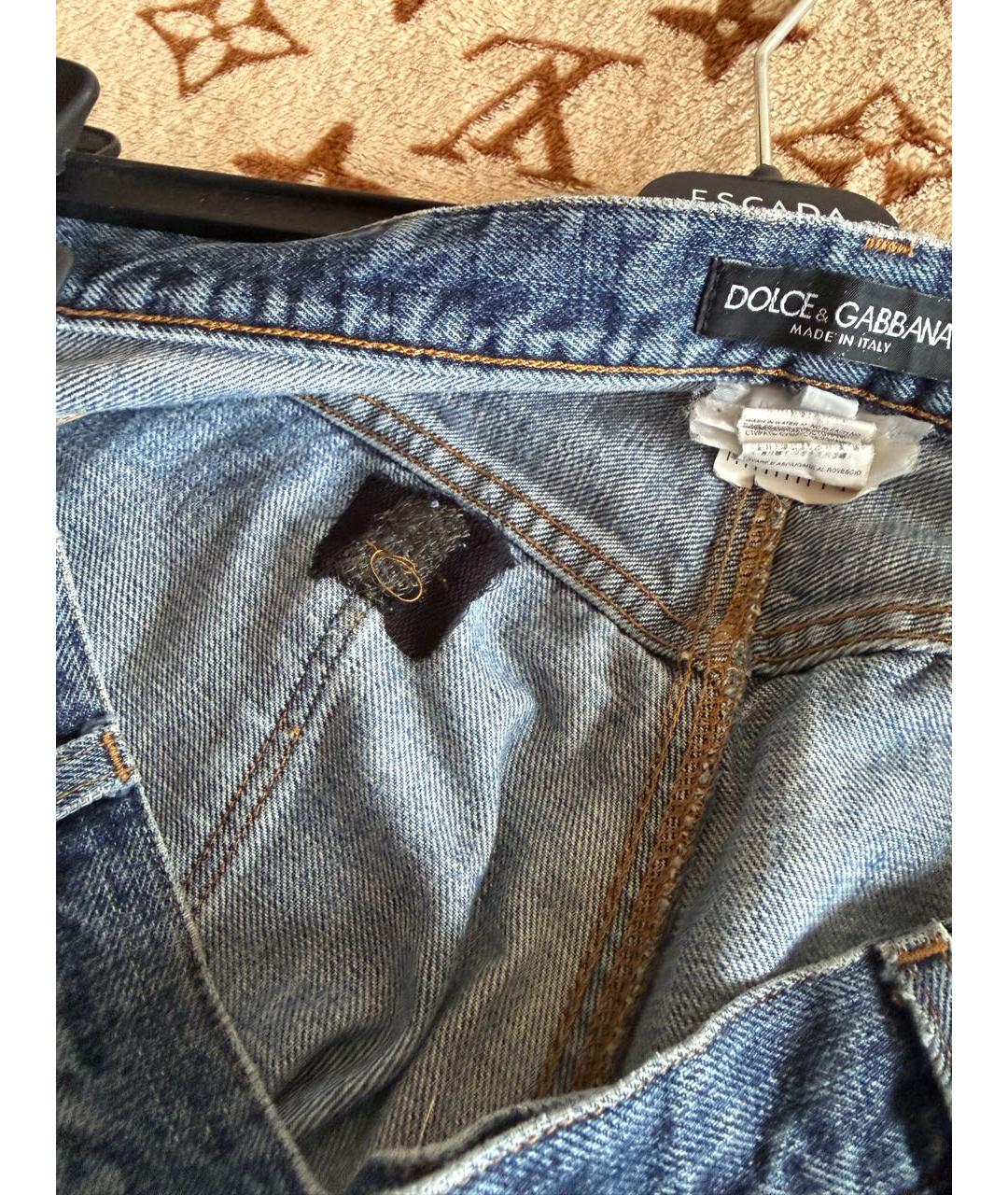 DOLCE&GABBANA Синие хлопковые прямые джинсы, фото 7