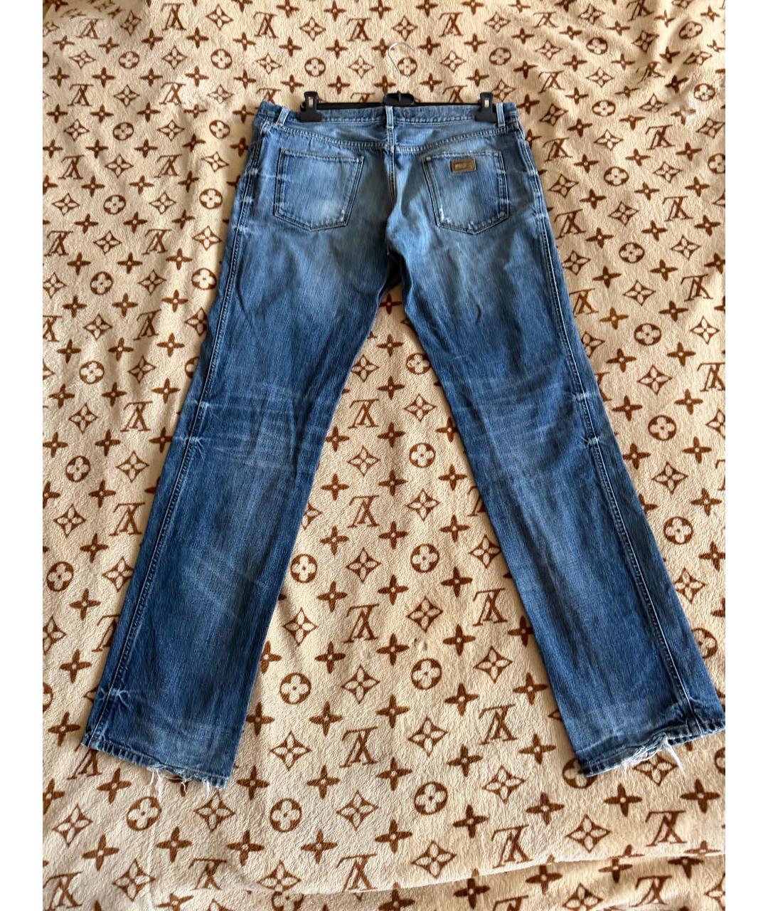 DOLCE&GABBANA Синие хлопковые прямые джинсы, фото 2