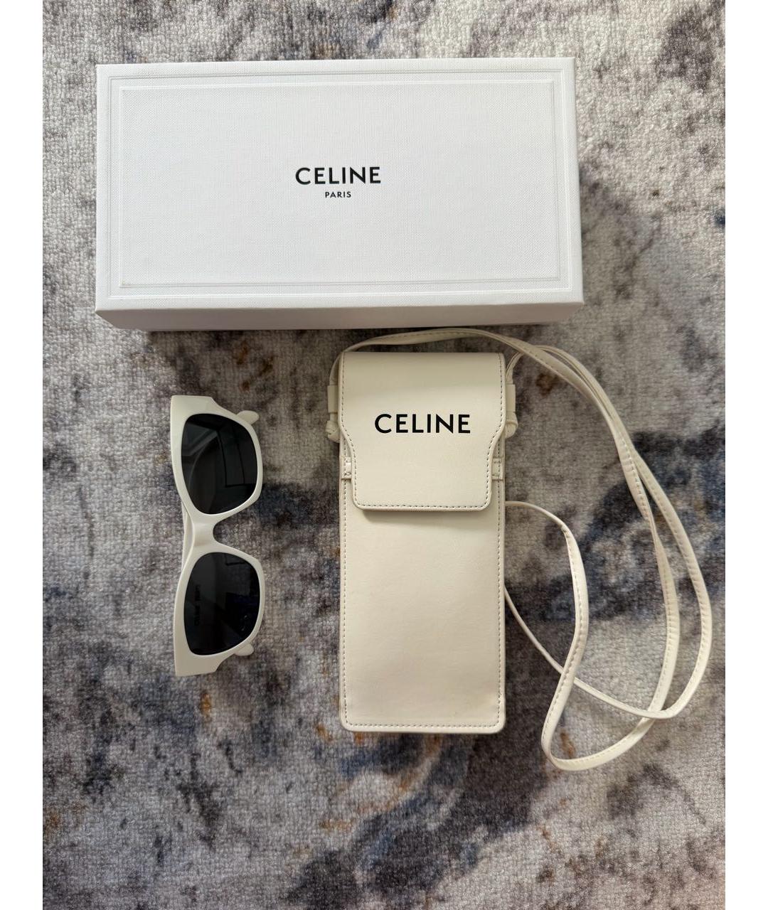 CELINE Белые пластиковые солнцезащитные очки, фото 4