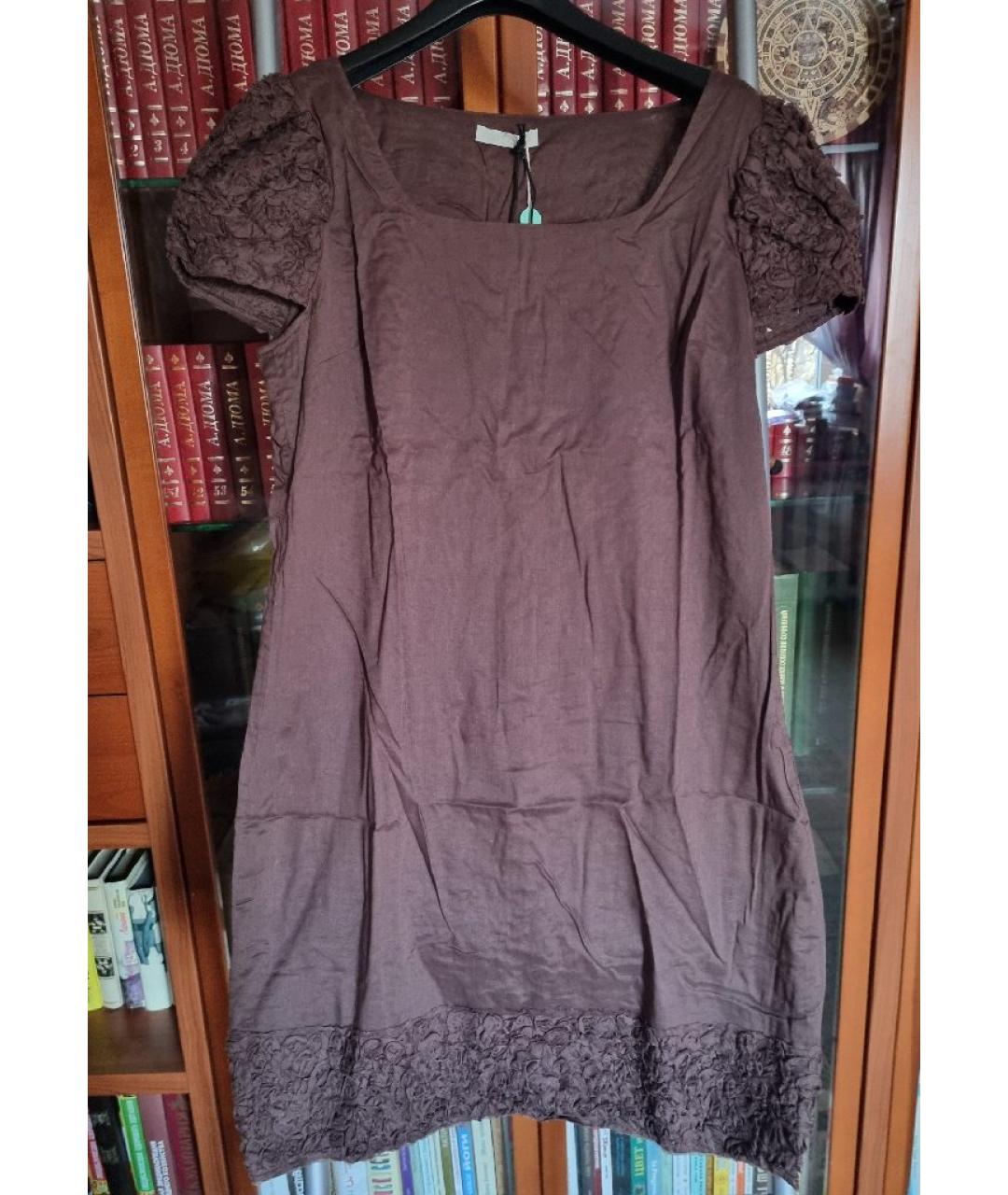 ERMANNO SCERVINO Коричневое хлопковое повседневное платье, фото 8