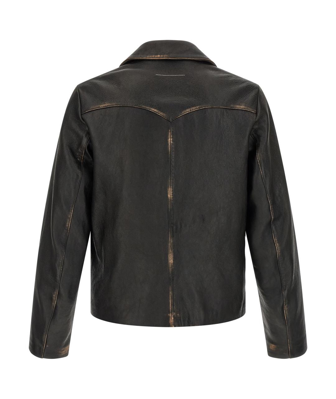 MM6 MAISON MARGIELA Черная кожаная куртка, фото 2