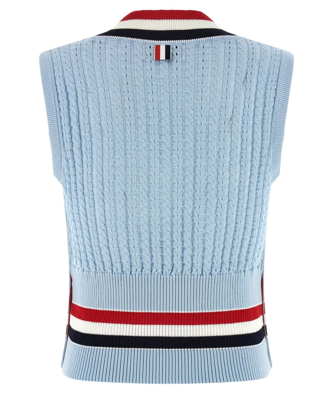 THOM BROWNE Голубая хлопковая жилетка, фото 2
