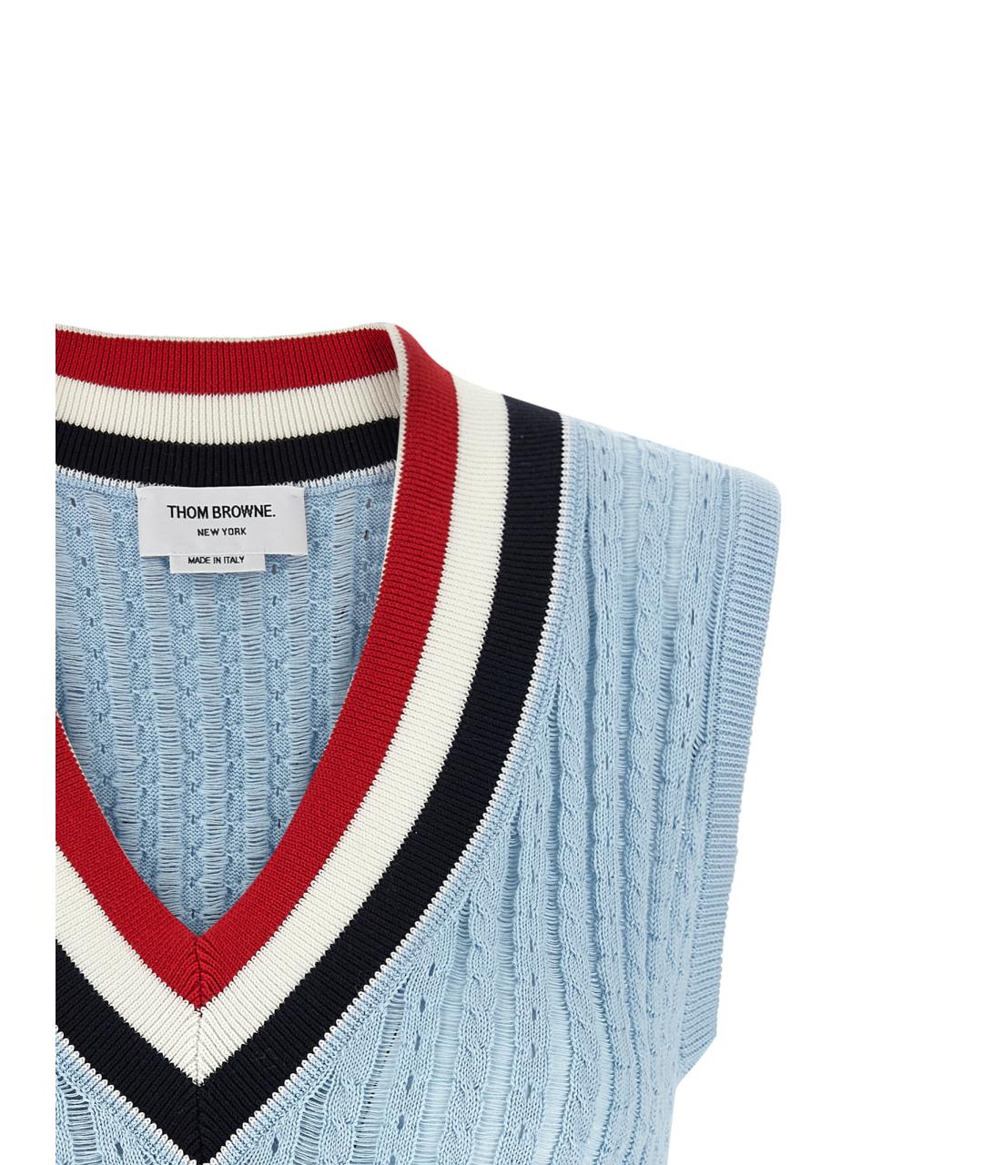 THOM BROWNE Голубая хлопковая жилетка, фото 3