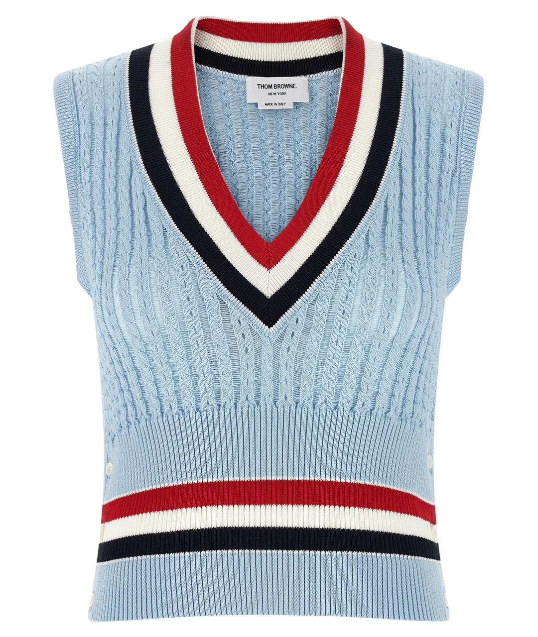 THOM BROWNE Голубая хлопковая жилетка, фото 1