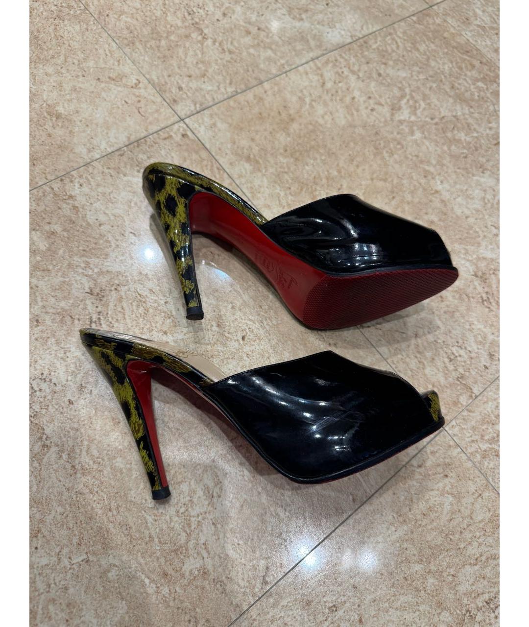 CHRISTIAN LOUBOUTIN Черные мюли из лакированной кожи, фото 9