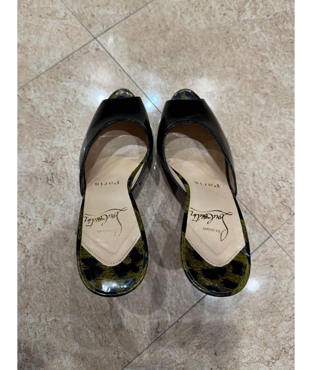 CHRISTIAN LOUBOUTIN Черные мюли из лакированной кожи, фото 4