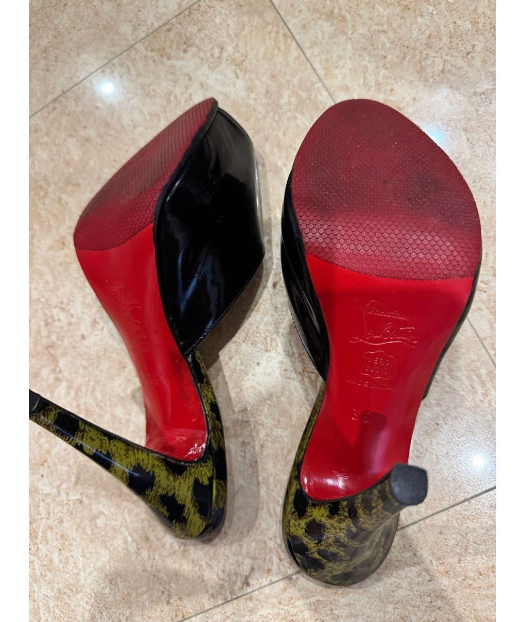 CHRISTIAN LOUBOUTIN Черные мюли из лакированной кожи, фото 7