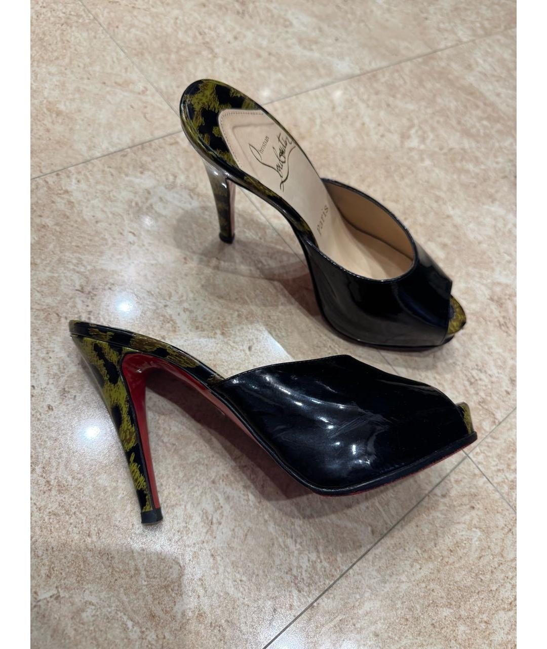 CHRISTIAN LOUBOUTIN Черные мюли из лакированной кожи, фото 5