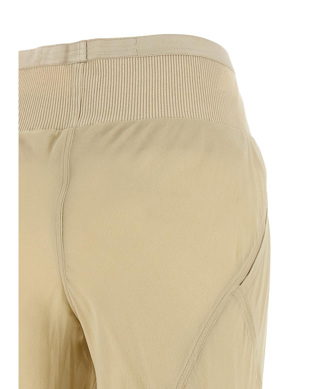 RICK OWENS Бежевые шелковые прямые брюки, фото 4