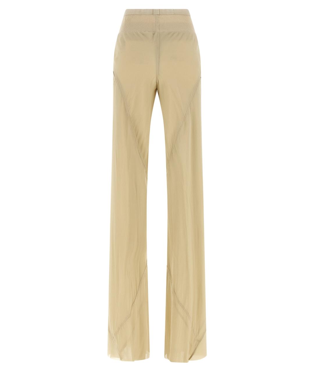 RICK OWENS Бежевые шелковые прямые брюки, фото 2
