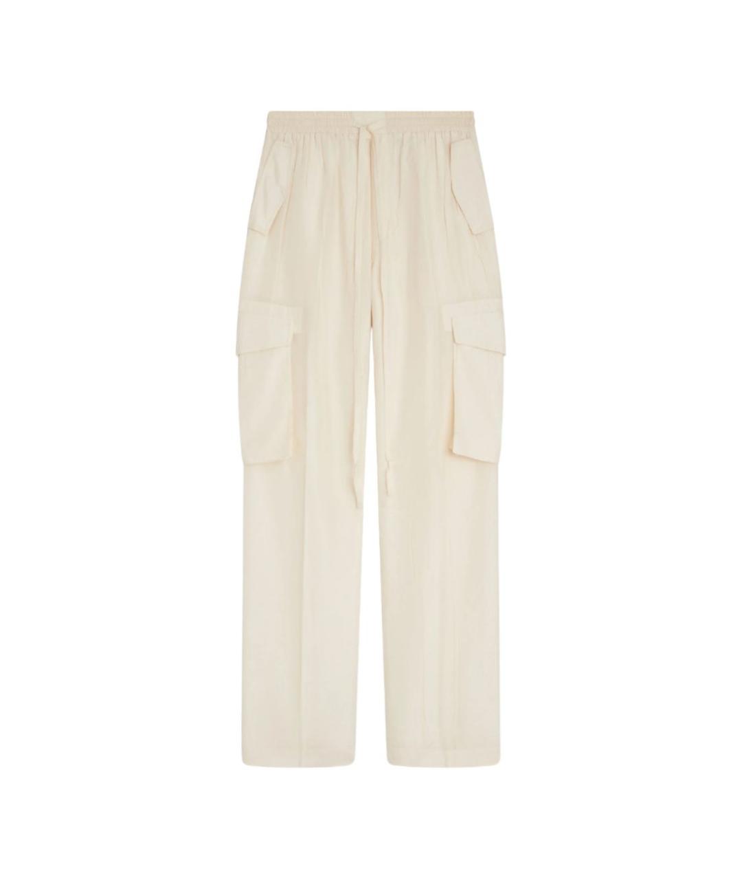 PHOEBE PHILO Бежевые шелковые прямые брюки, фото 1