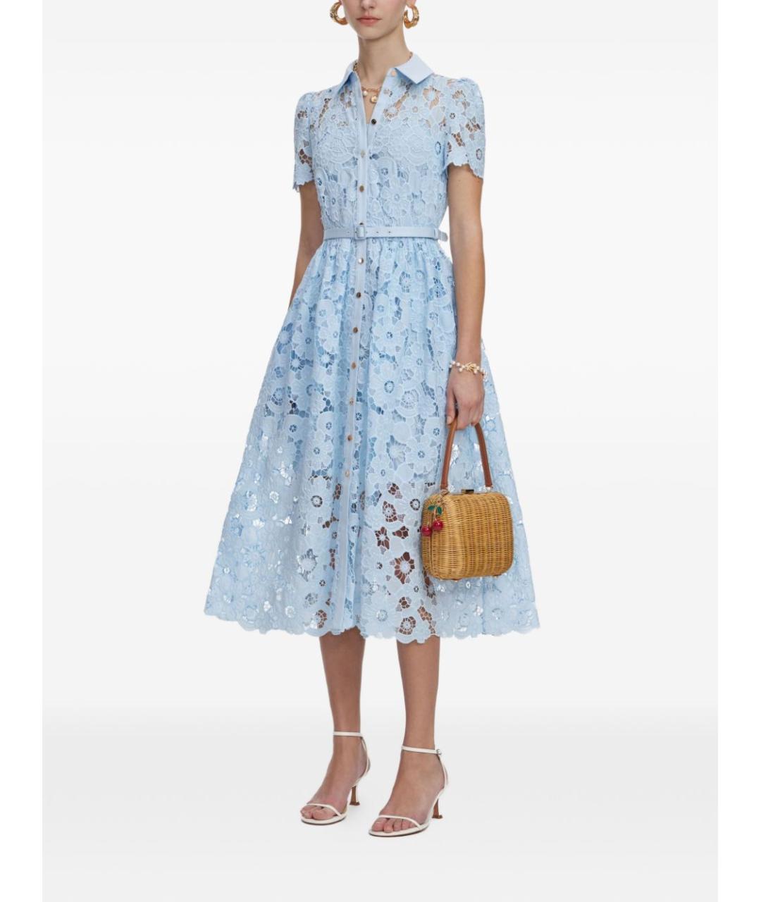 SELF-PORTRAIT Голубое полиэстеровое повседневное платье, фото 3