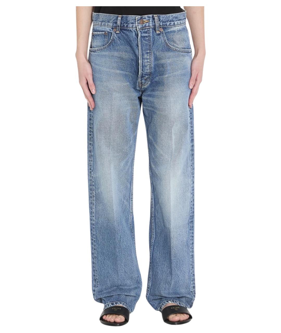 CELINE Синие хлопковые прямые джинсы, фото 1