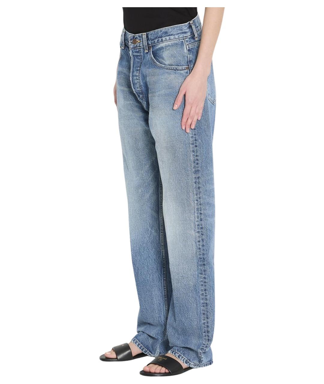 CELINE Синие хлопковые прямые джинсы, фото 2