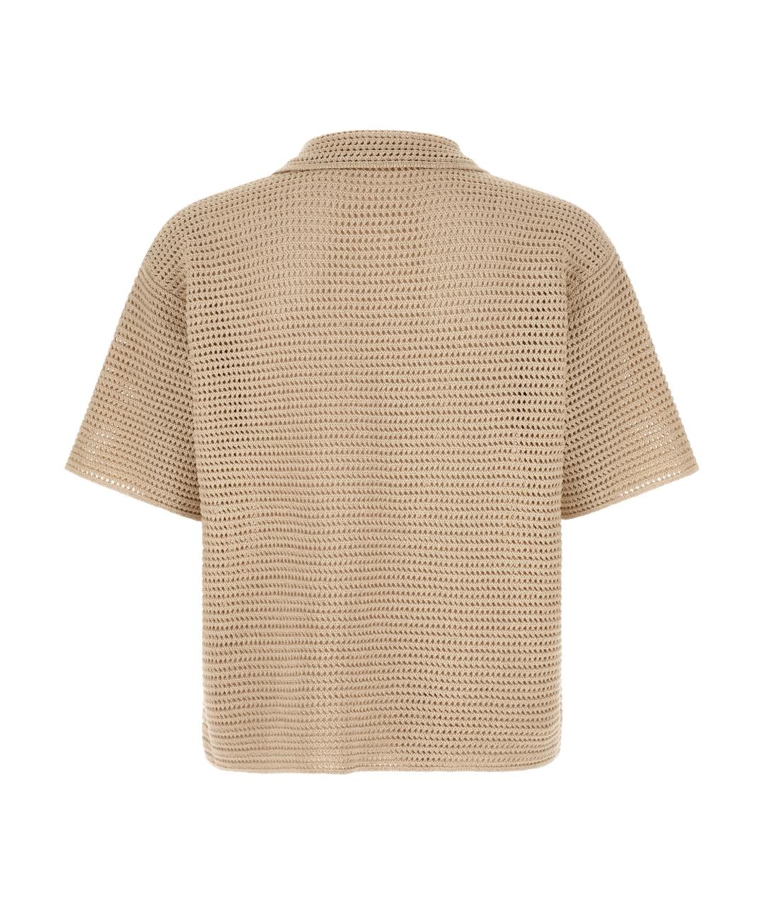 AURALEE Бежевое хлопковое поло с коротким рукавом, фото 2