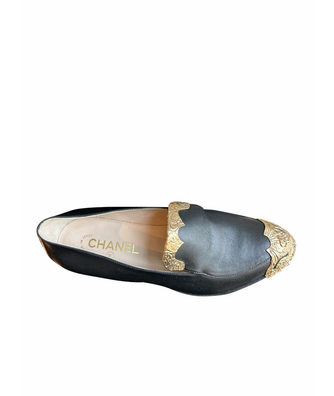 CHANEL Черные кожаные лоферы, фото 1