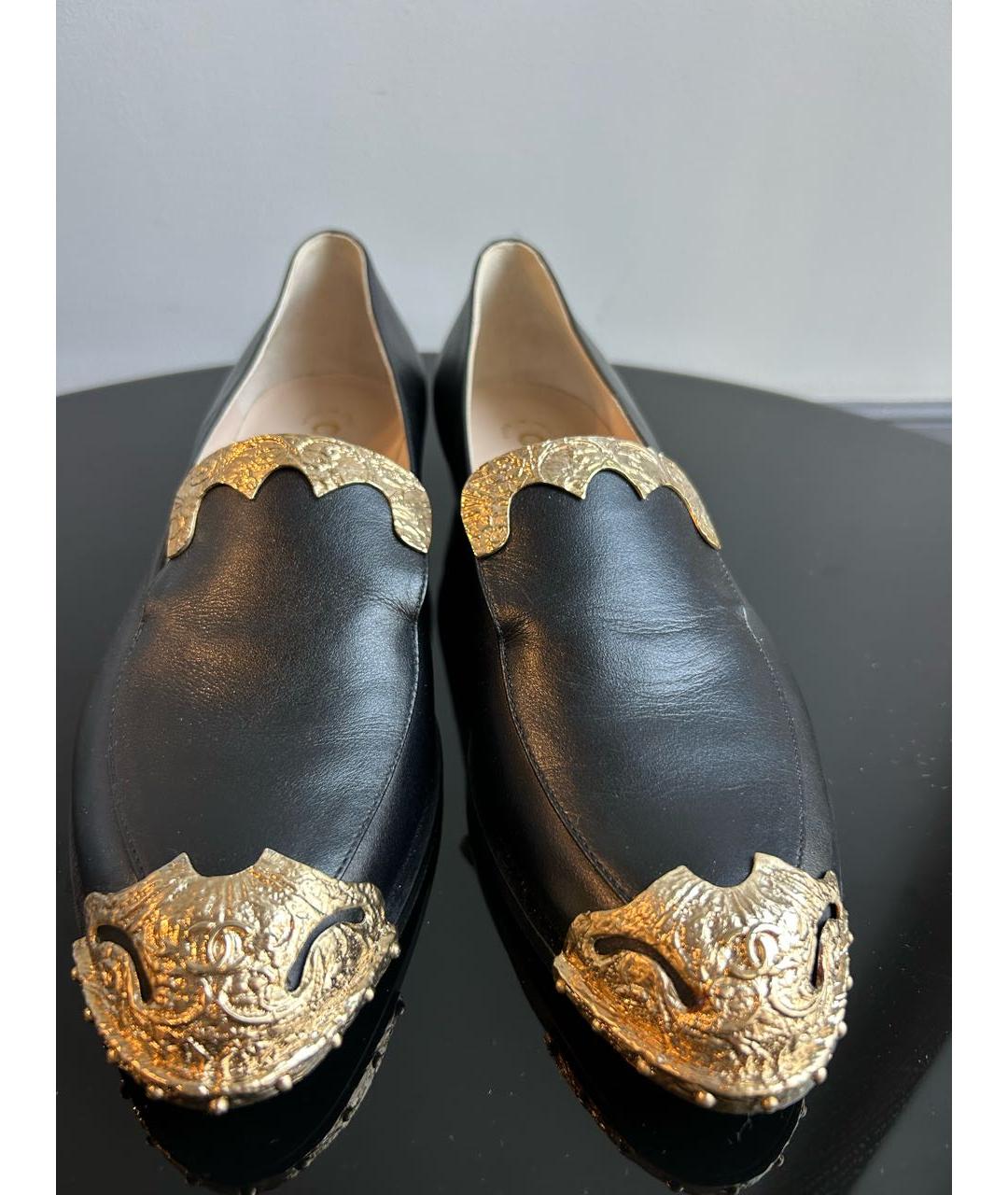 CHANEL Черные кожаные лоферы, фото 6