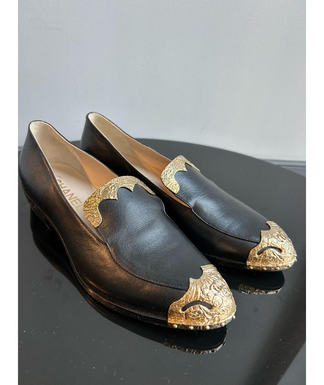 CHANEL Черные кожаные лоферы, фото 5