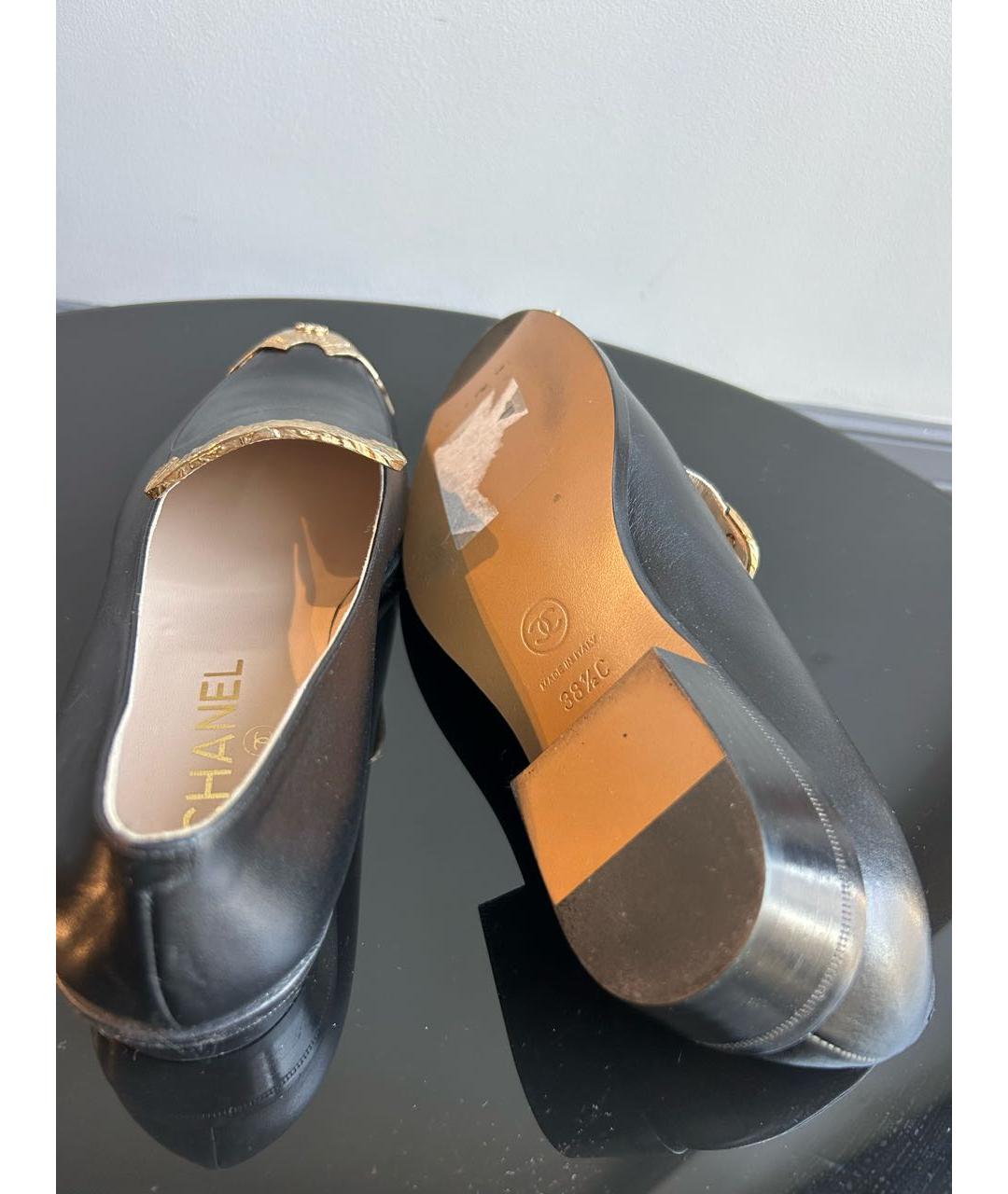 CHANEL Черные кожаные лоферы, фото 4