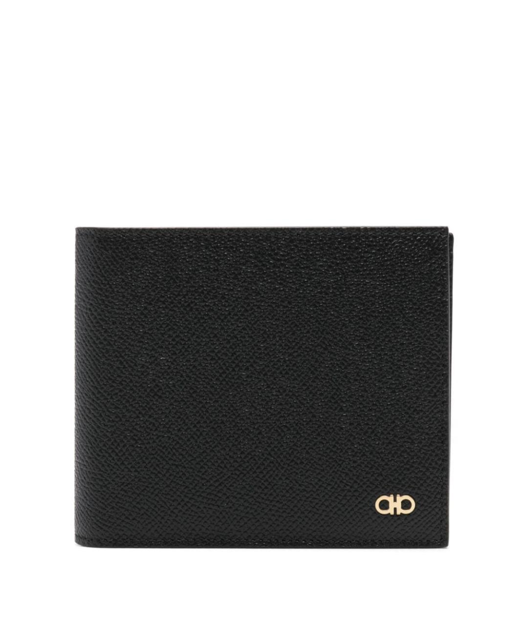 FERRAGAMO Черный кожаный кошелек, фото 1