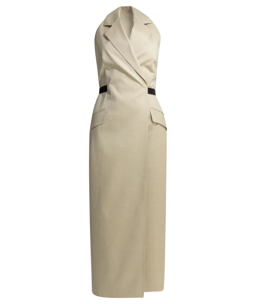 MAX MARA Бежевое хлопковое повседневное платье, фото 1