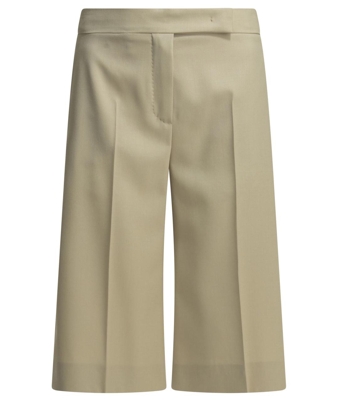 MAX MARA Бежевые шерстяные прямые брюки, фото 1