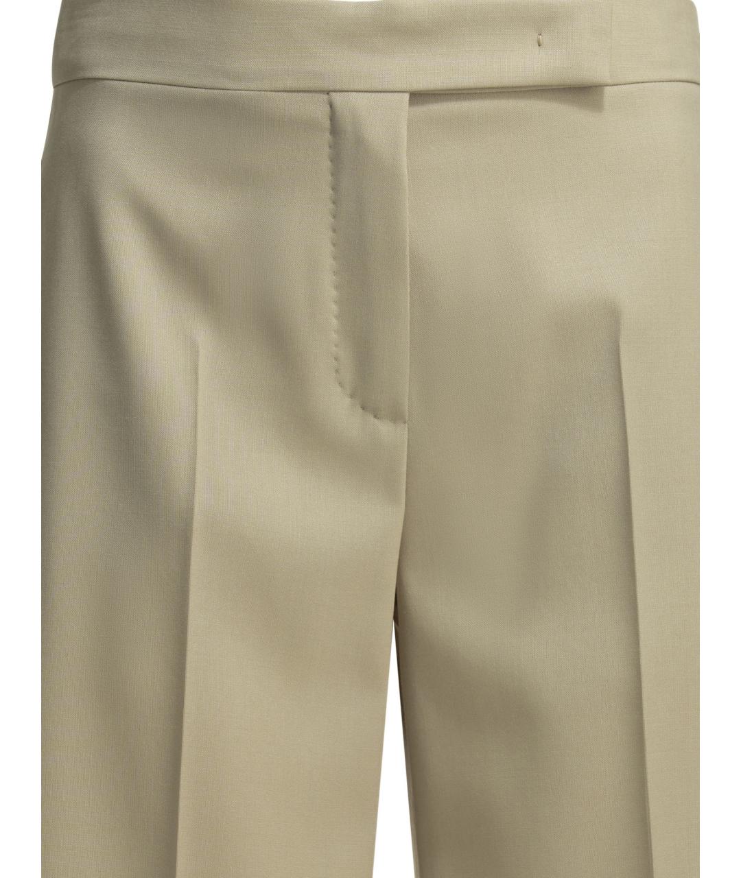 MAX MARA Бежевые шерстяные прямые брюки, фото 3
