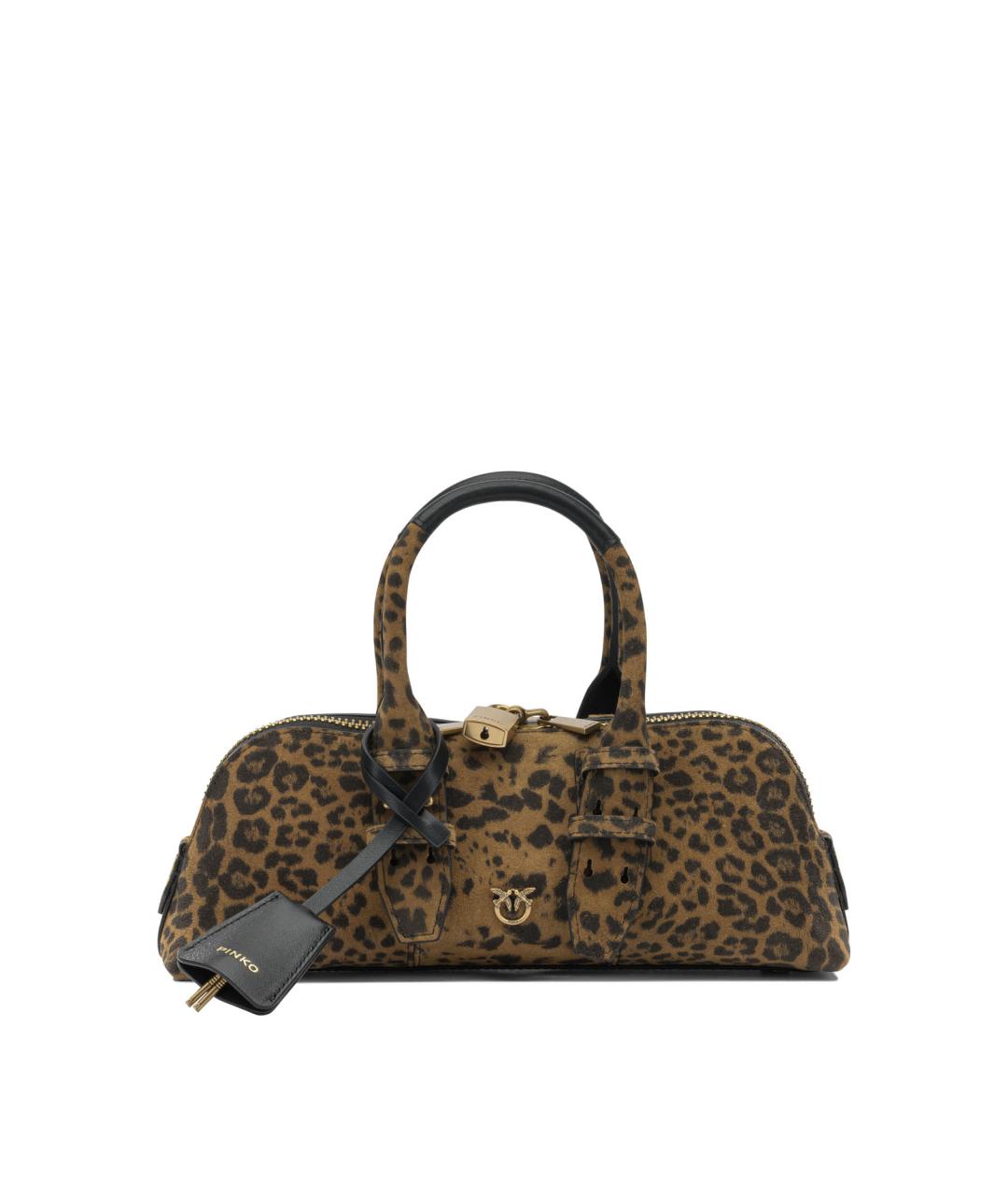 PINKO Коричневая кожаная сумка с короткими ручками, фото 1