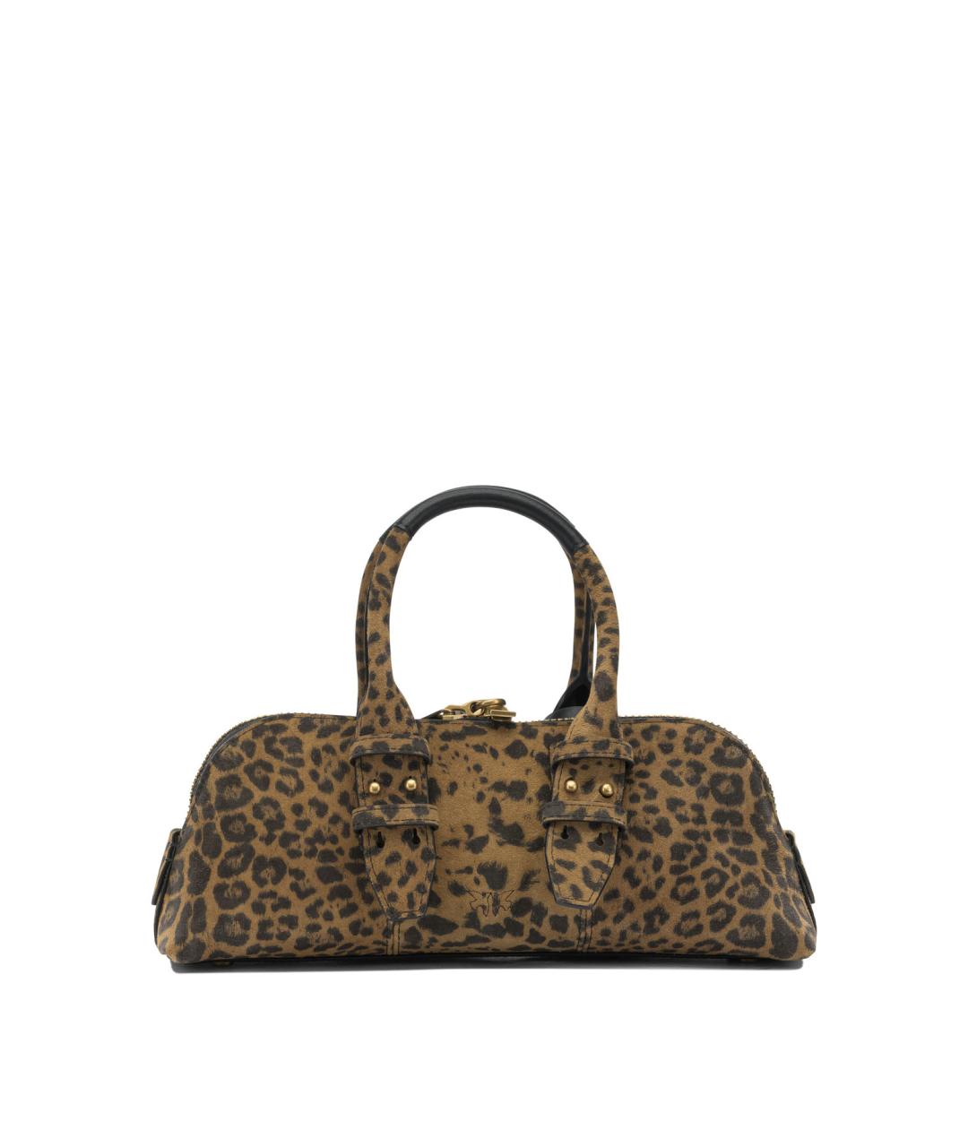 PINKO Коричневая кожаная сумка с короткими ручками, фото 3