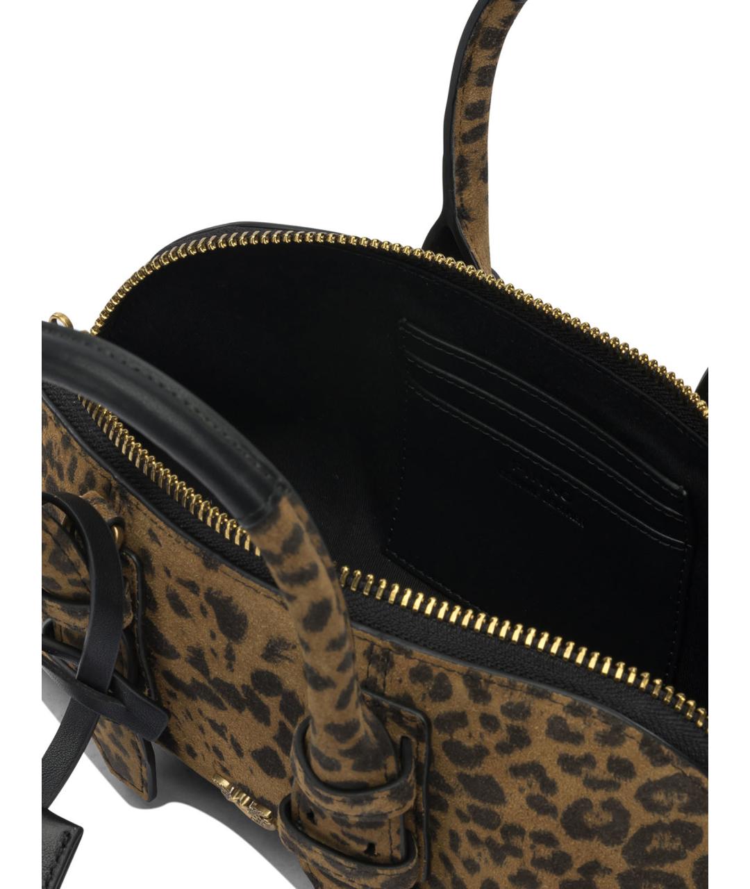 PINKO Коричневая кожаная сумка с короткими ручками, фото 5