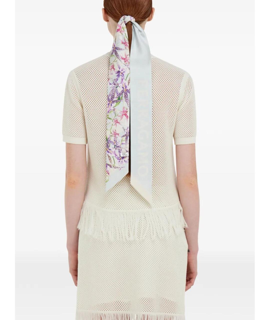 FERRAGAMO Синий шелковый шарф, фото 2