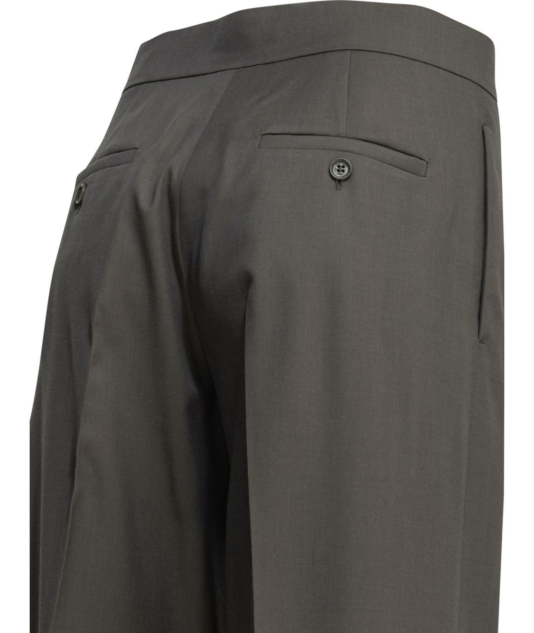 MAX MARA Серые шерстяные прямые брюки, фото 4