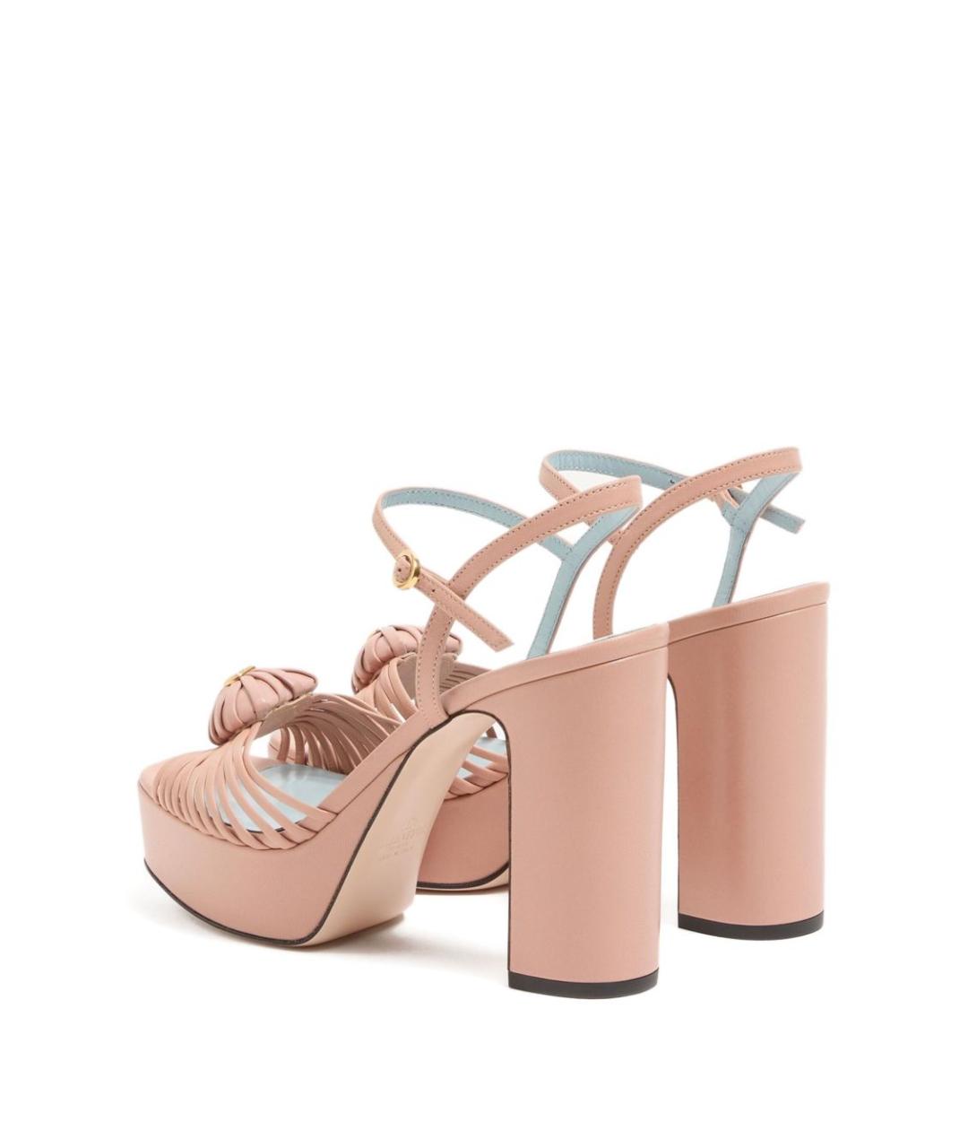 VALENTINO Бежевые кожаные босоножки, фото 5