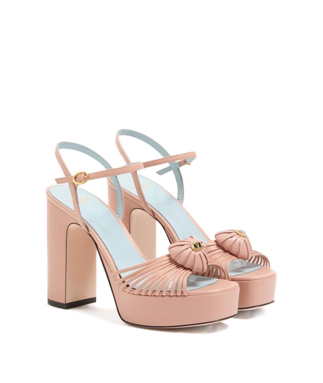 VALENTINO Бежевые кожаные босоножки, фото 3