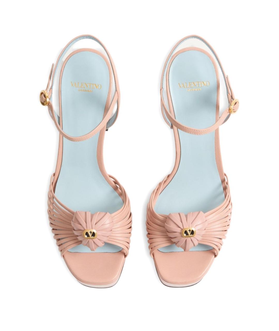 VALENTINO Бежевые кожаные босоножки, фото 4