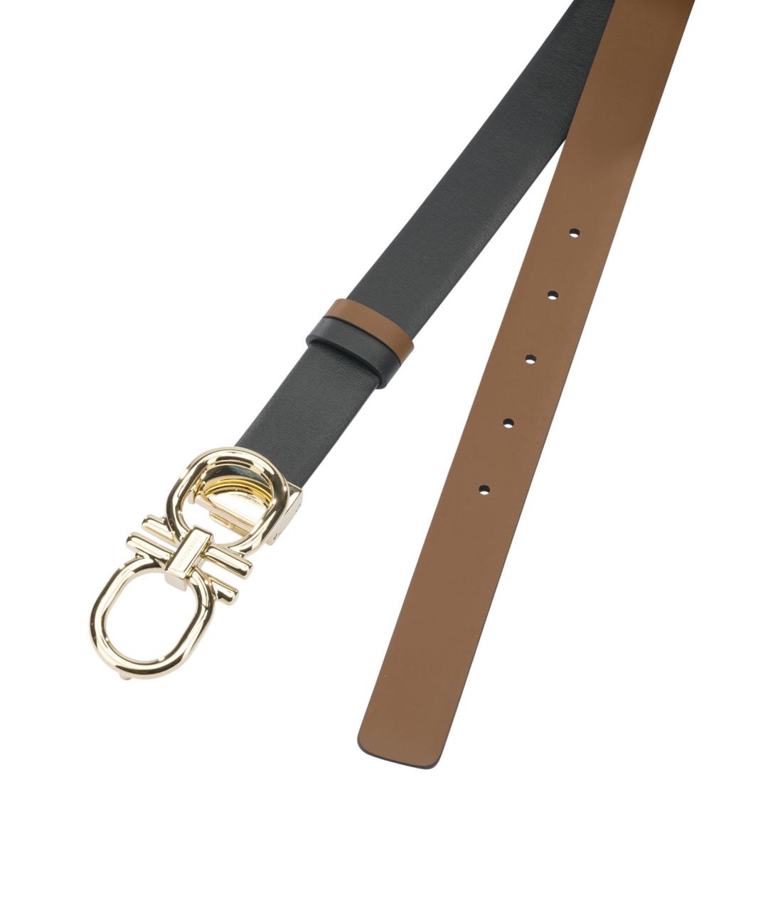 FERRAGAMO Черный кожаный ремень, фото 3