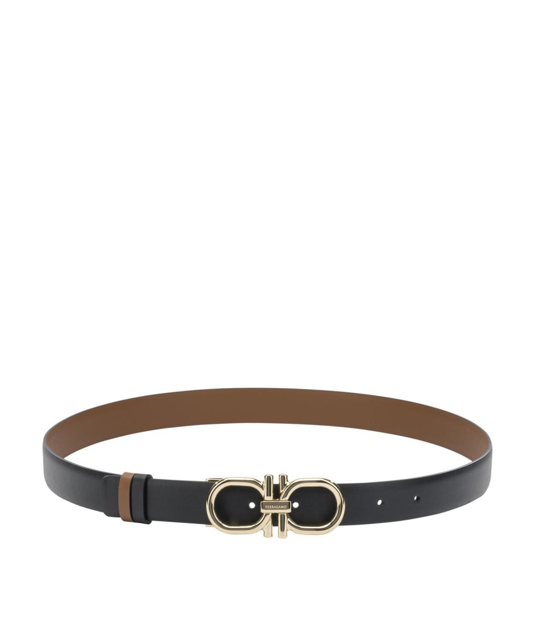 FERRAGAMO Черный кожаный ремень, фото 1