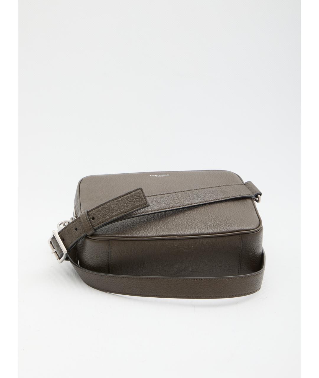 SAINT LAURENT Коричневая кожаная сумка на плечо, фото 3