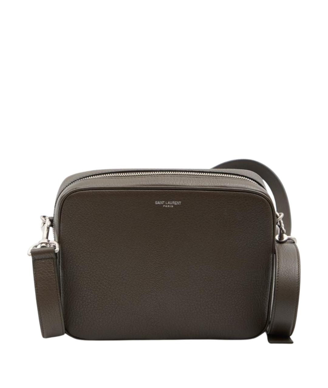SAINT LAURENT Коричневая кожаная сумка на плечо, фото 1