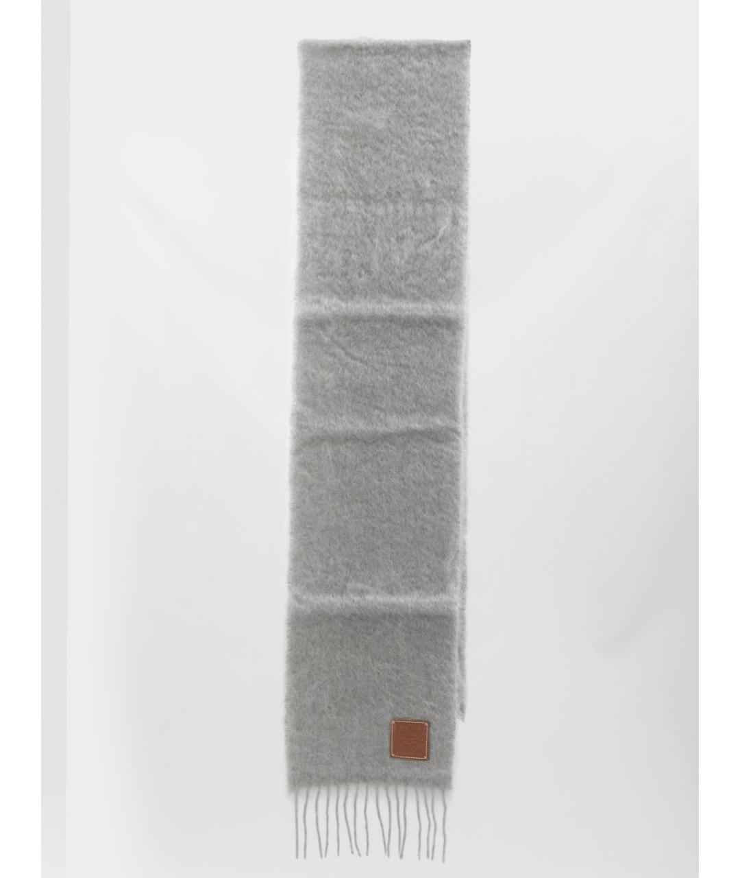 LOEWE Серый шерстяной шарф, фото 3