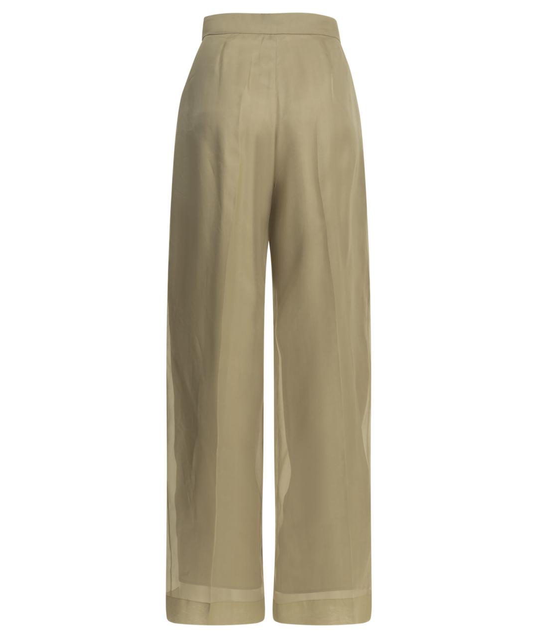 MAX MARA Бежевые шелковые прямые брюки, фото 2