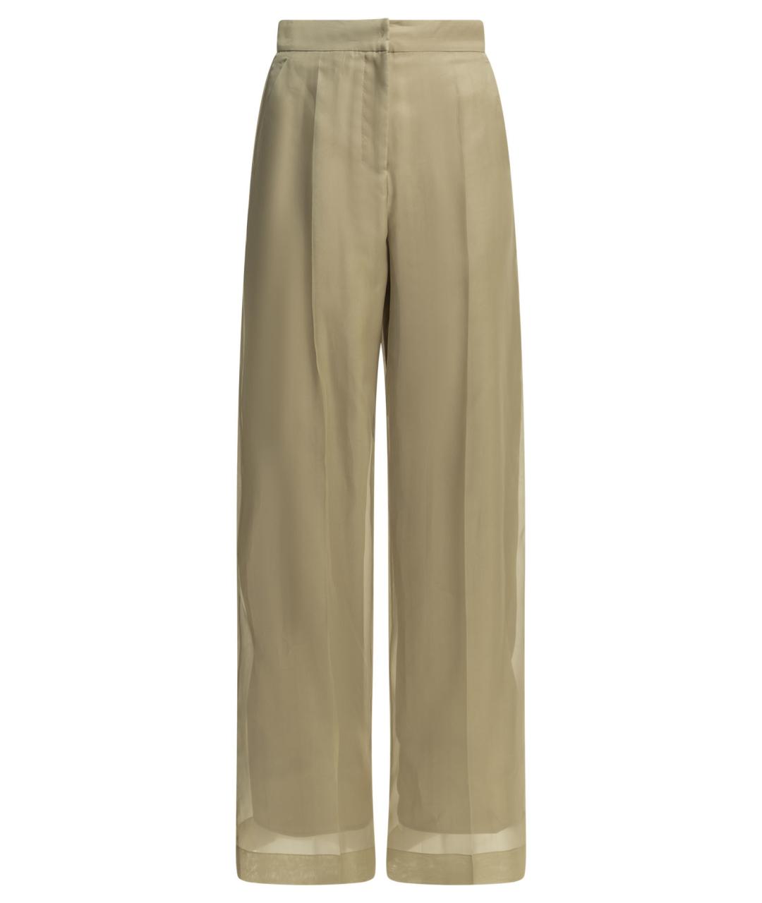 MAX MARA Бежевые шелковые прямые брюки, фото 1