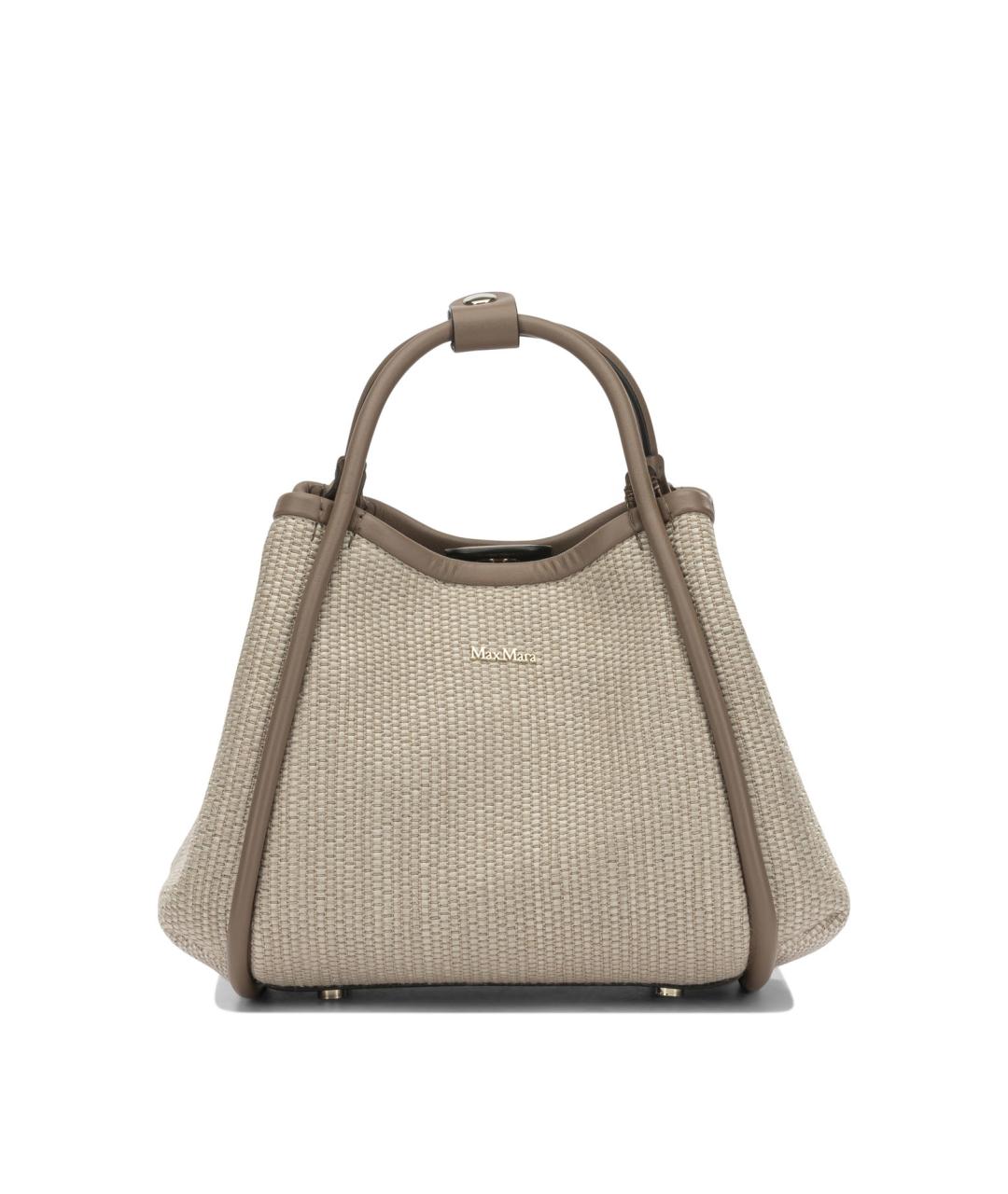 MAX MARA Бежевая хлопковая сумка с короткими ручками, фото 1