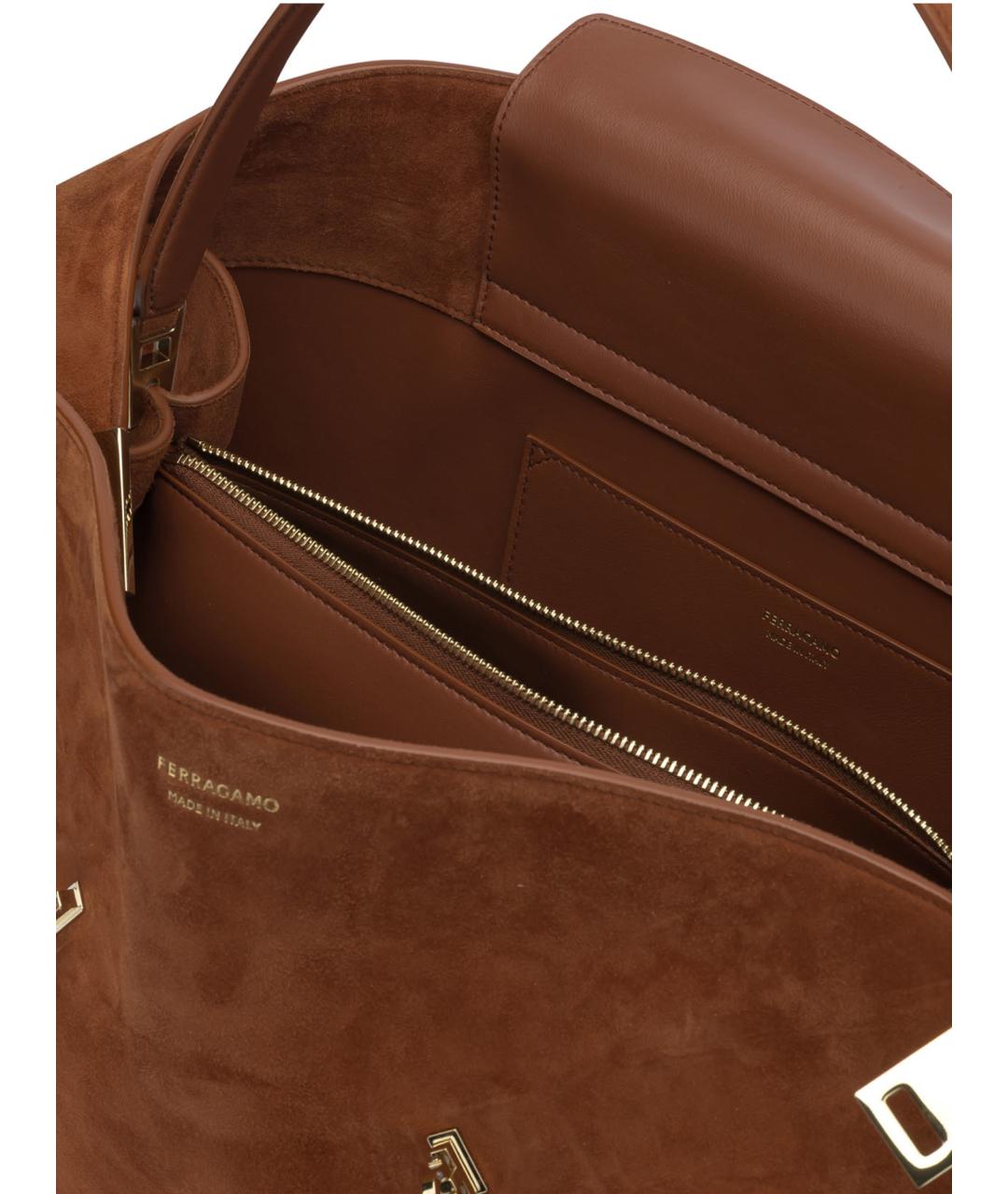 FERRAGAMO Оранжевая кожаная сумка через плечо, фото 5
