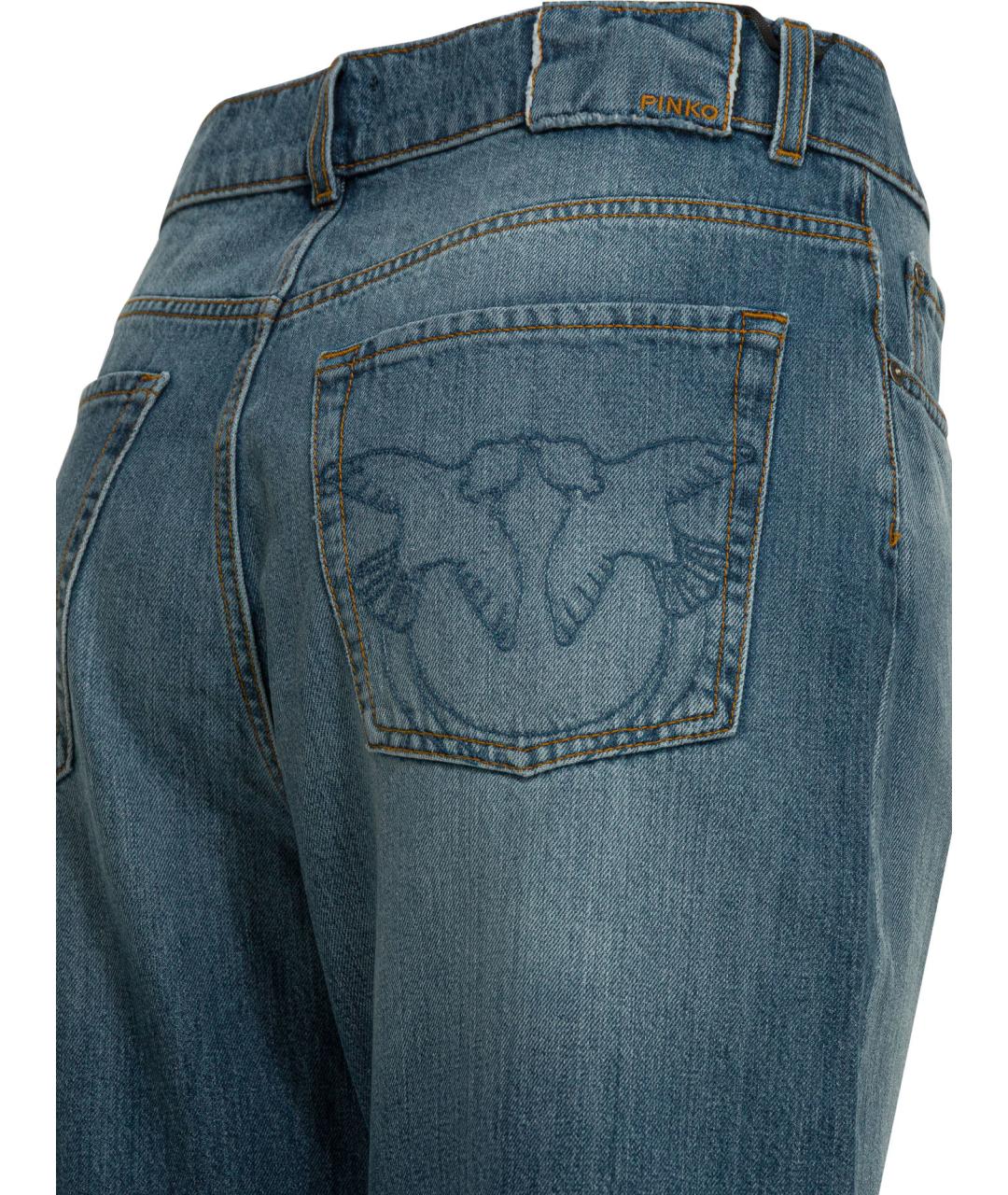 PINKO Голубые хлопковые прямые джинсы, фото 4