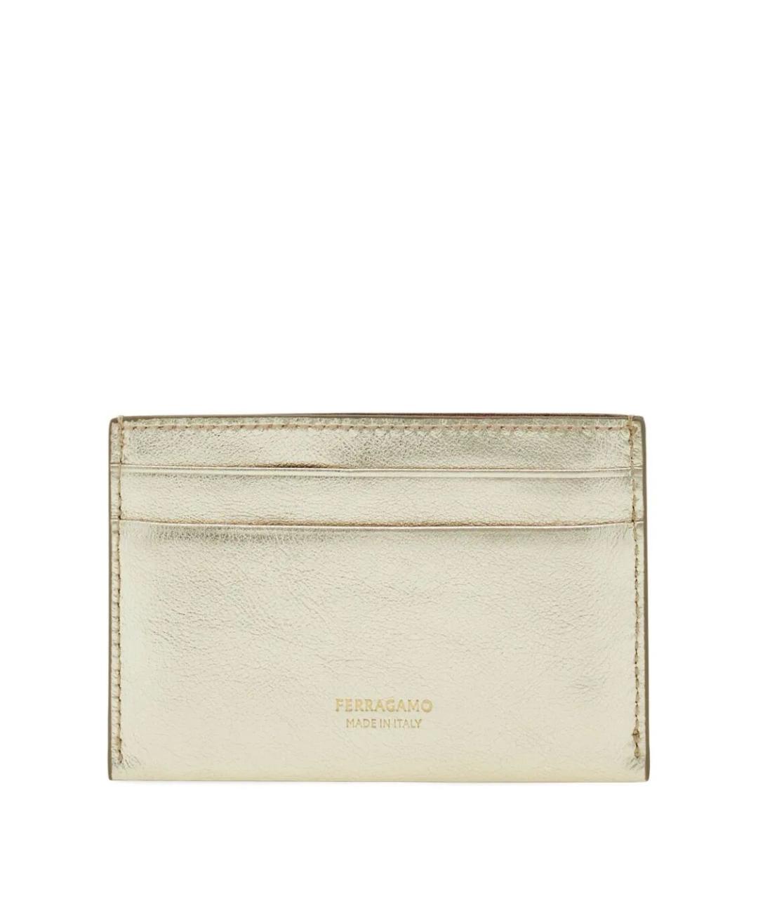 FERRAGAMO Золотой кожаный кардхолдер, фото 2