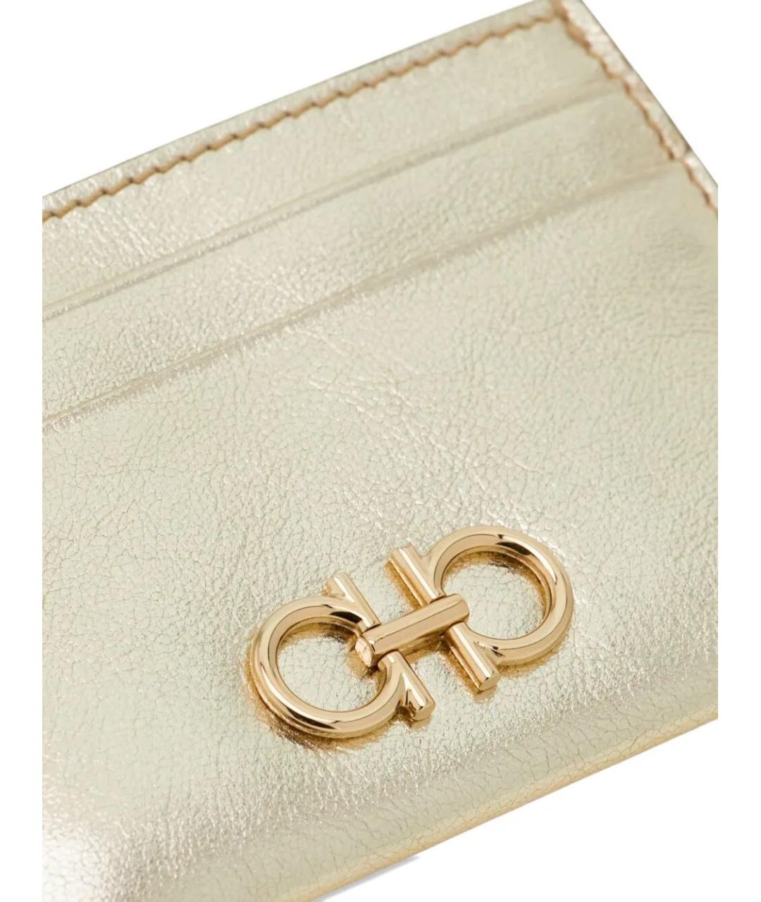 FERRAGAMO Золотой кожаный кардхолдер, фото 3