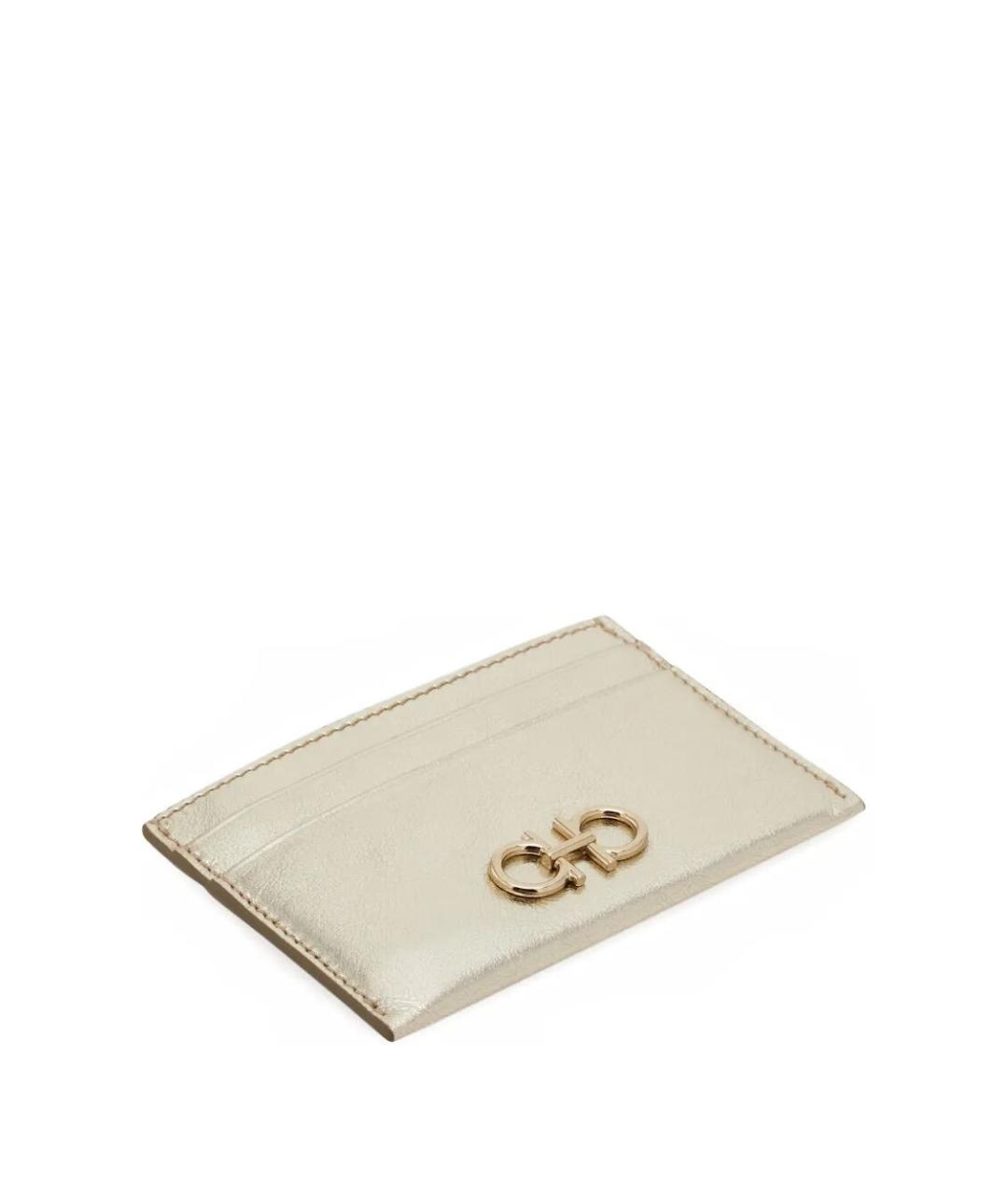 FERRAGAMO Золотой кожаный кардхолдер, фото 4