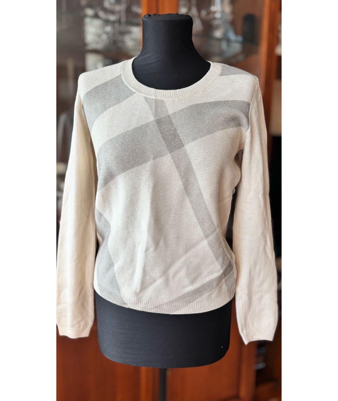 BURBERRY Бежевый шерстяной джемпер / свитер, фото 8